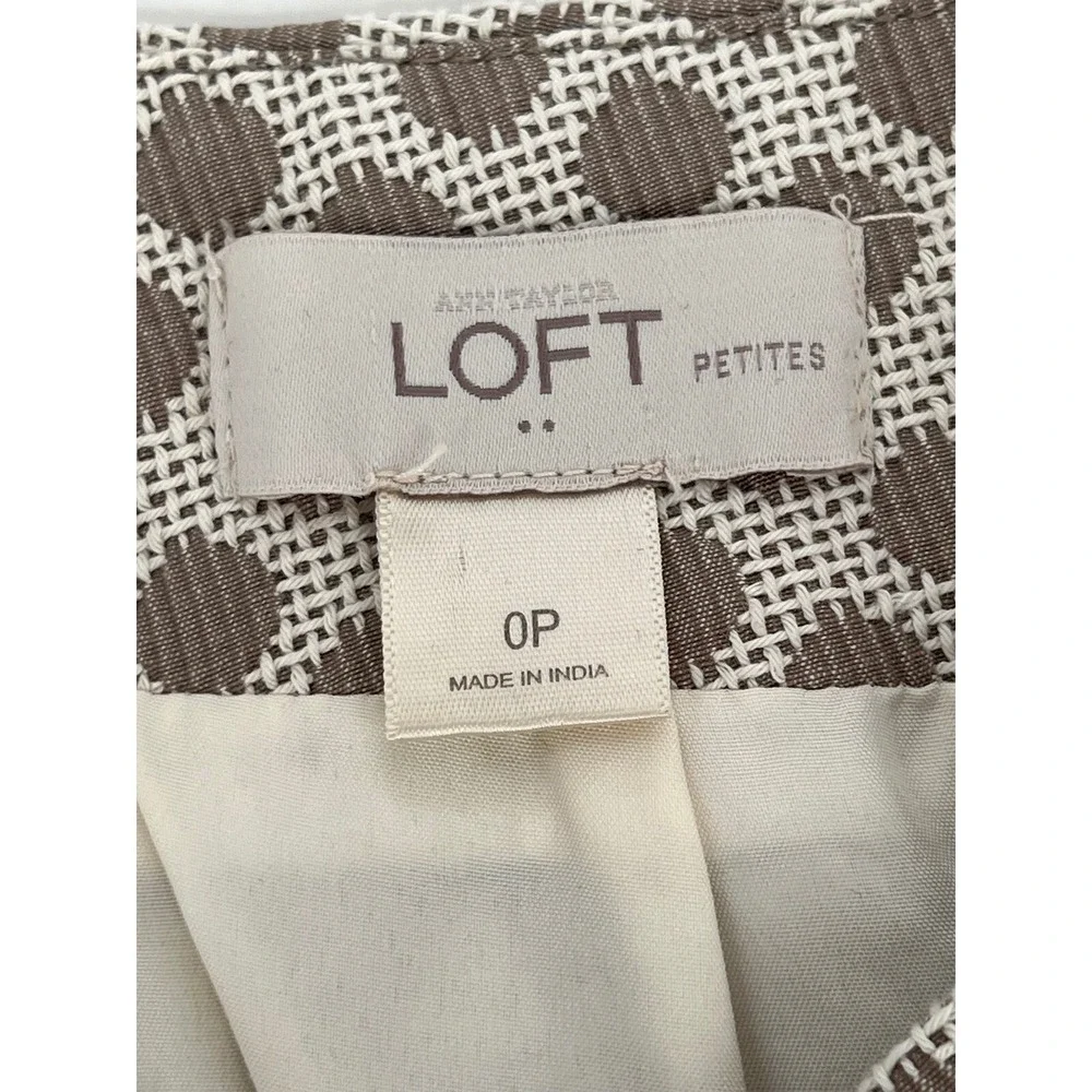 Ann Taylor Loft Woven Mini Skirt - Brown Polka Dot Print,‎ Fitted Lined Sz 0P